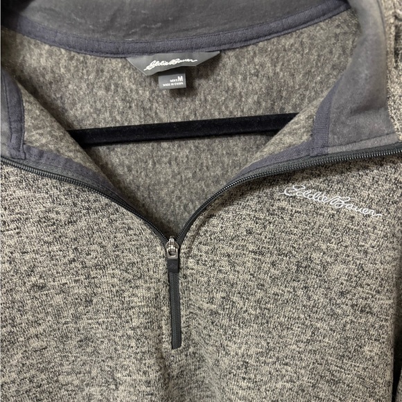 Eddie Bauer Men's Gray Quarter-Zip Sweater - Picture 2 of 4